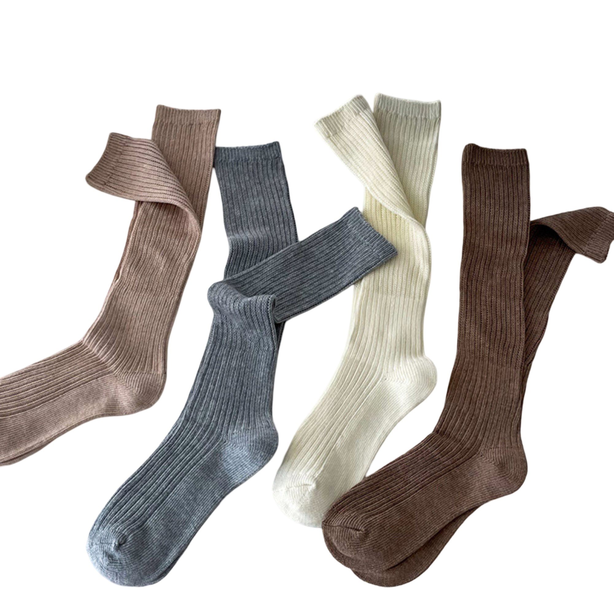 Anna-Kaci Women's Ribbed Knee-High Socks 4 or 6 Pair Soft Stretch Knit Classic Tall Length Everyday Style