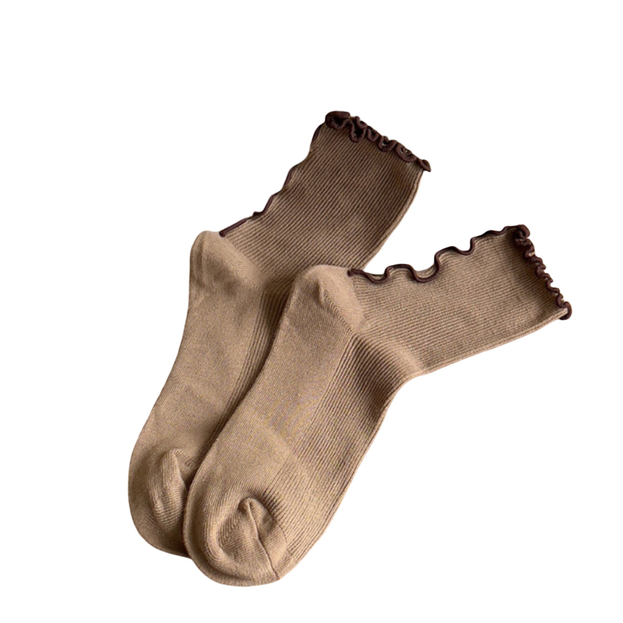 Anna-Kaci Women's Ribbed Crew Socks 3 Pair Soft Stretch Knit Lettuce Edge Cuff Classic Everyday Style