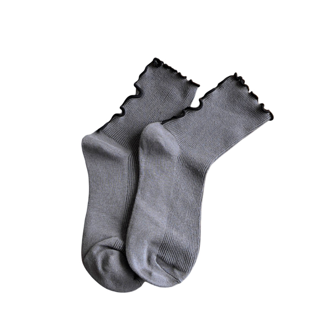 Anna-Kaci Women's Ribbed Crew Socks 3 Pair Soft Stretch Knit Lettuce Edge Cuff Classic Everyday Style