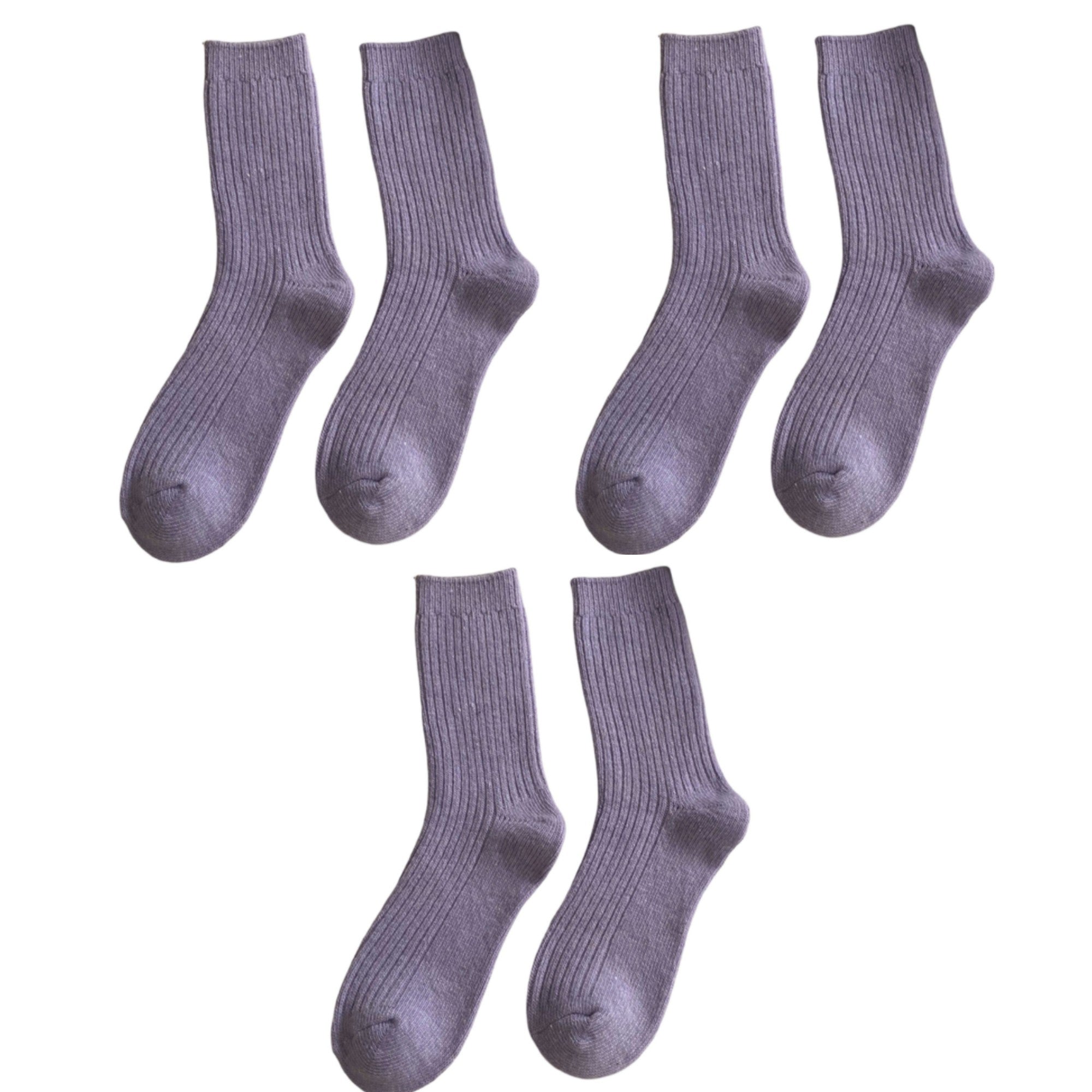 Anna-Kaci Women's Ribbed Crew Socks 3 Pair Soft Stretch Knit Classic Everyday Comfort Fit