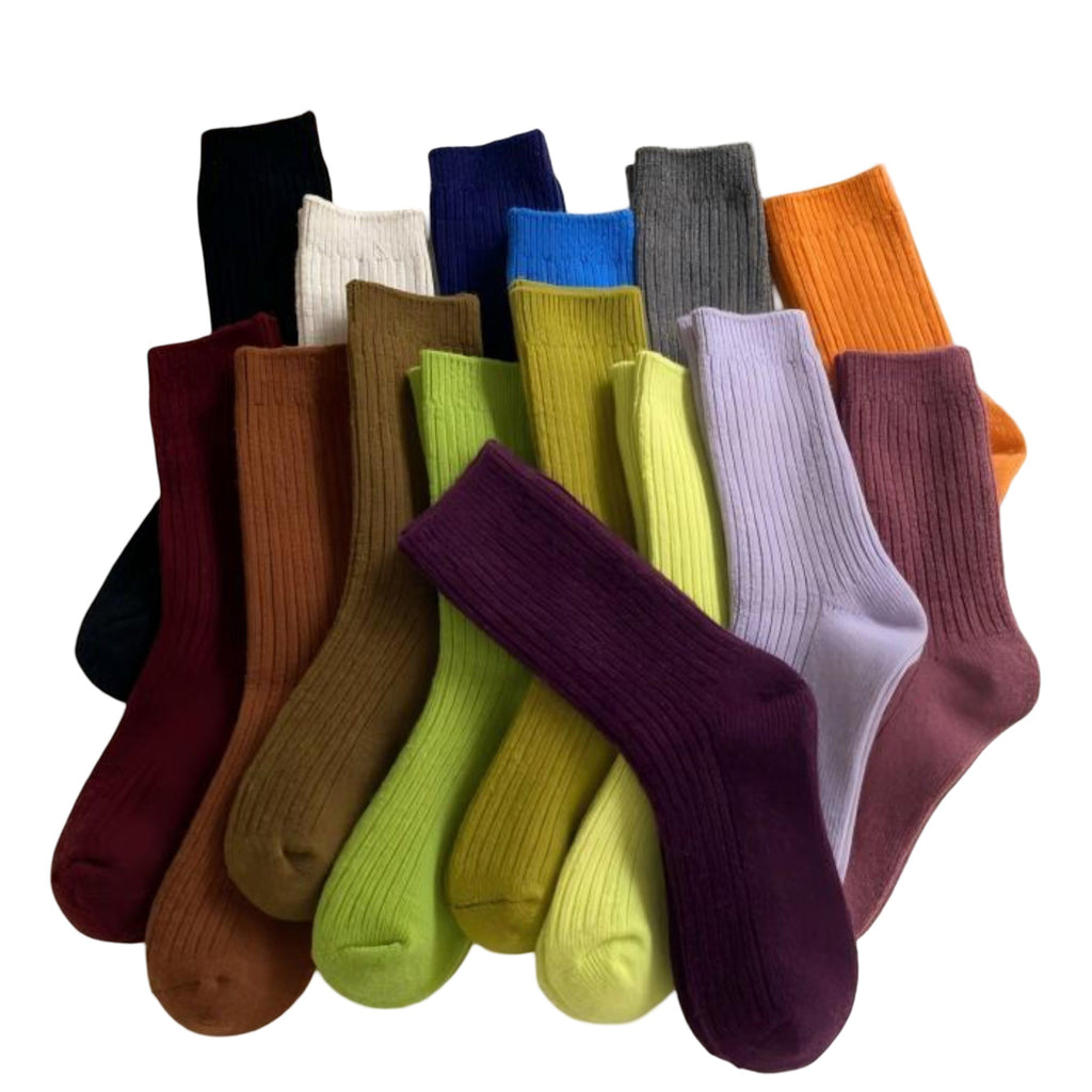 Anna-Kaci Women's Ribbed Crew Socks 3 Pair Soft Stretch Knit Classic Everyday Comfort Fit