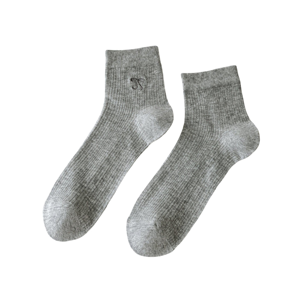 Anna-Kaci Women's Ribbed Crew Socks 5 Pair Soft Stretch Knit with Embroidered Bow Detail