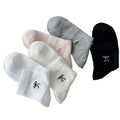 Anna-Kaci Women's Ribbed Crew Socks 5 Pair Soft Stretch Knit with Embroidered Bow Detail