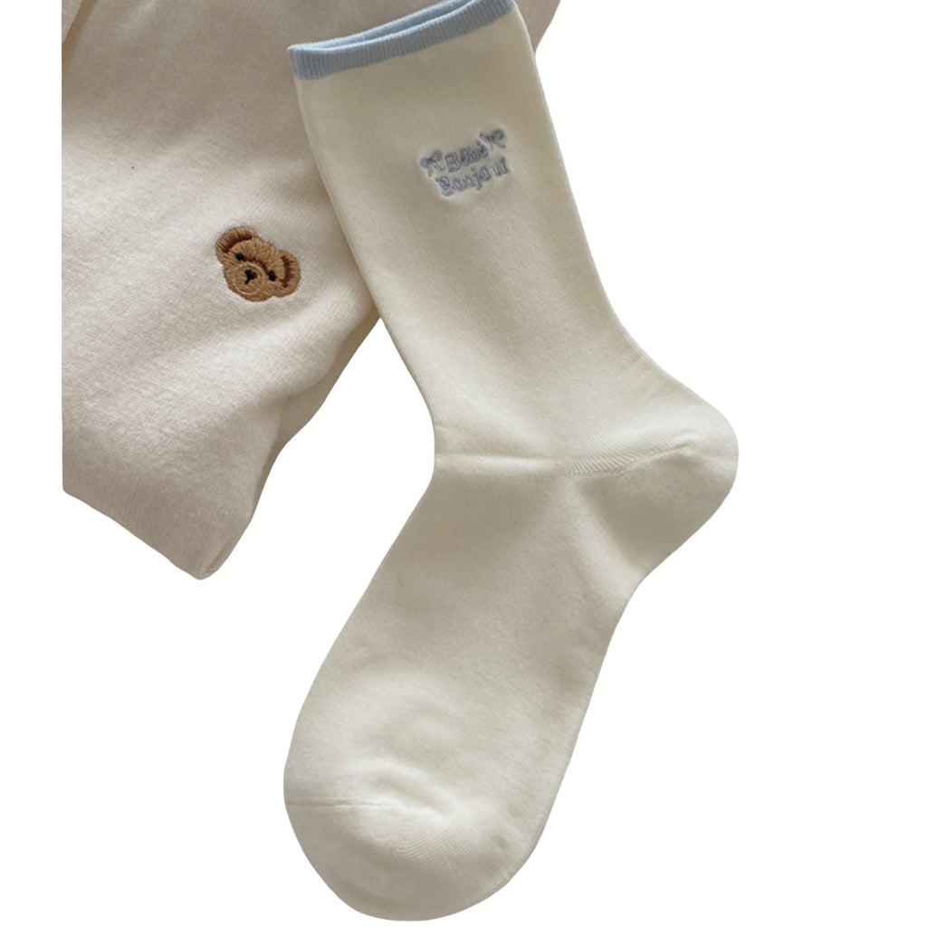 Anna-Kaci Women's Embroidered Text Crew Socks 3 Pair Soft Knit Stretch with Ribbed Cuff and Minimal Letter Detail