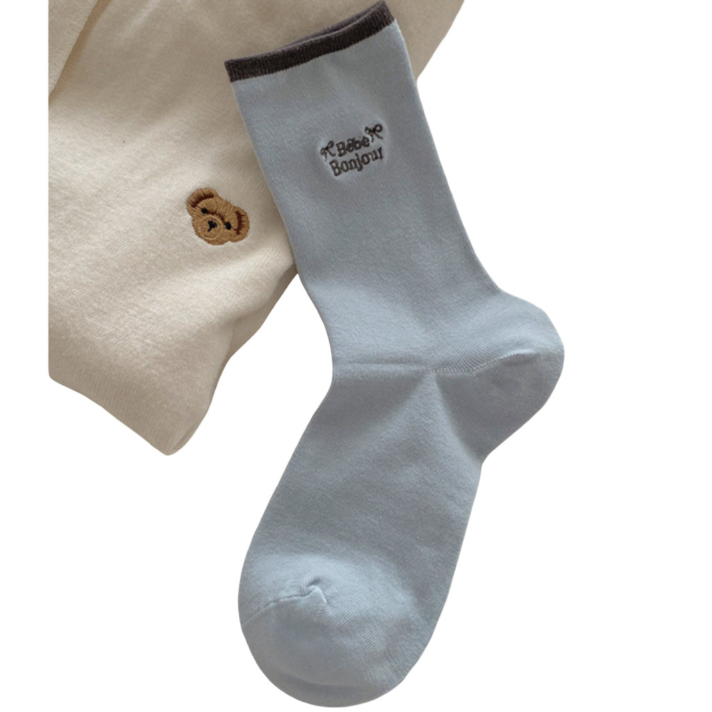 Anna-Kaci Women's Embroidered Text Crew Socks 3 Pair Soft Knit Stretch with Ribbed Cuff and Minimal Letter Detail