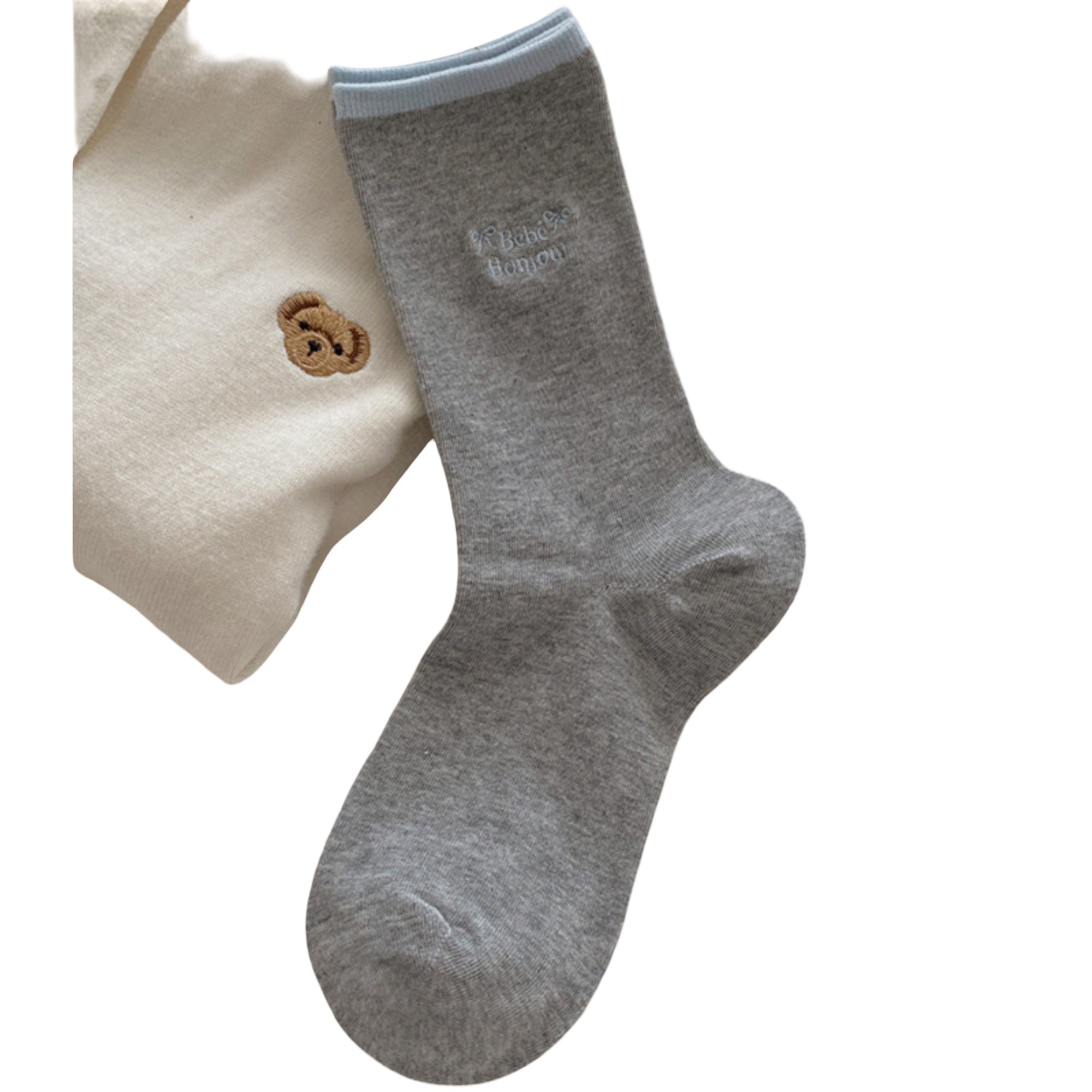 Anna-Kaci Women's Embroidered Text Crew Socks 3 Pair Soft Knit Stretch with Ribbed Cuff and Minimal Letter Detail
