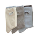Anna-Kaci Women's Embroidered Text Crew Socks 3 Pair Soft Knit Stretch with Ribbed Cuff and Minimal Letter Detail