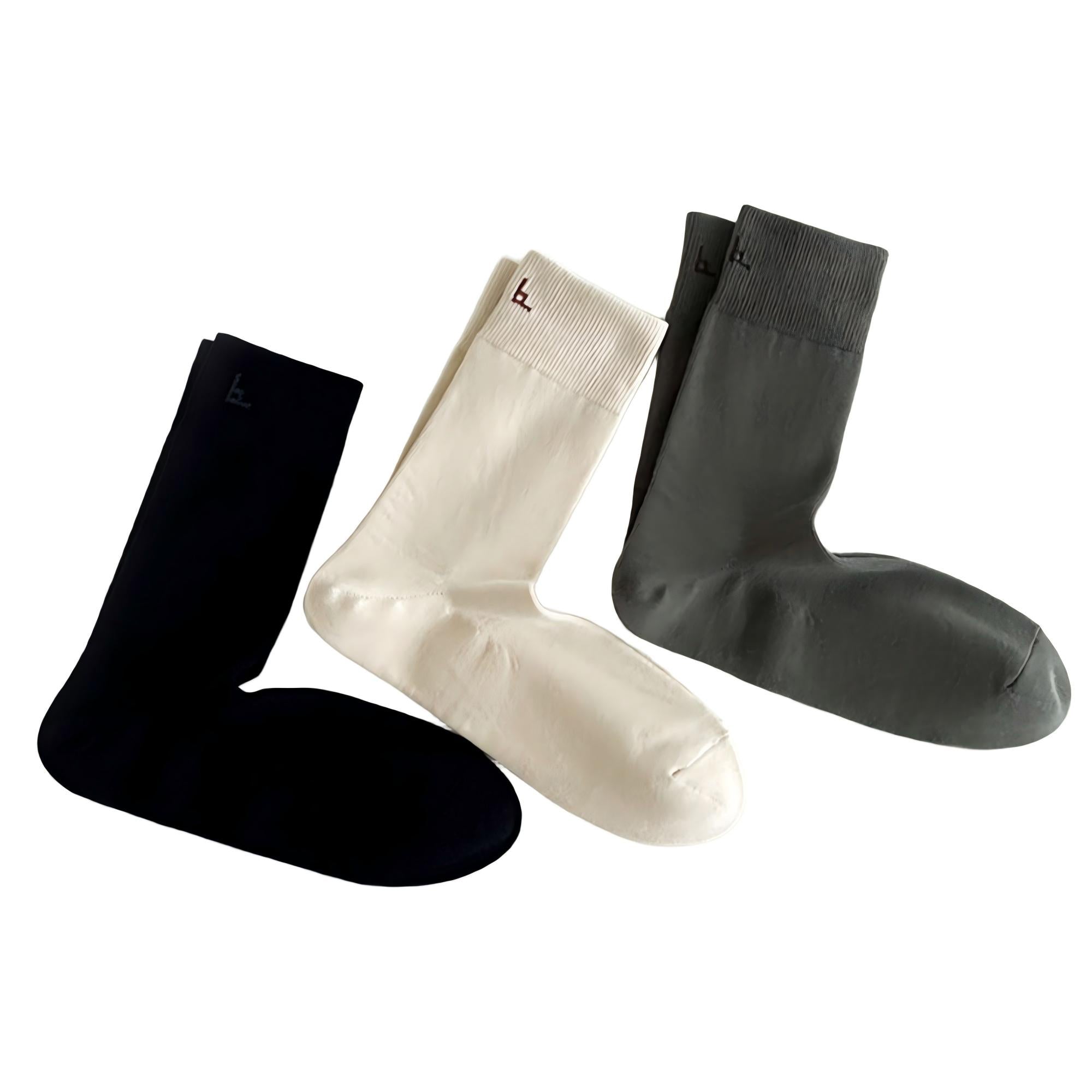 Anna-Kaci Men's Soft Knit Crew Socks 3 or 4 Pair Stretch Comfort with Ribbed Cuff and Minimal Embroidered Detail