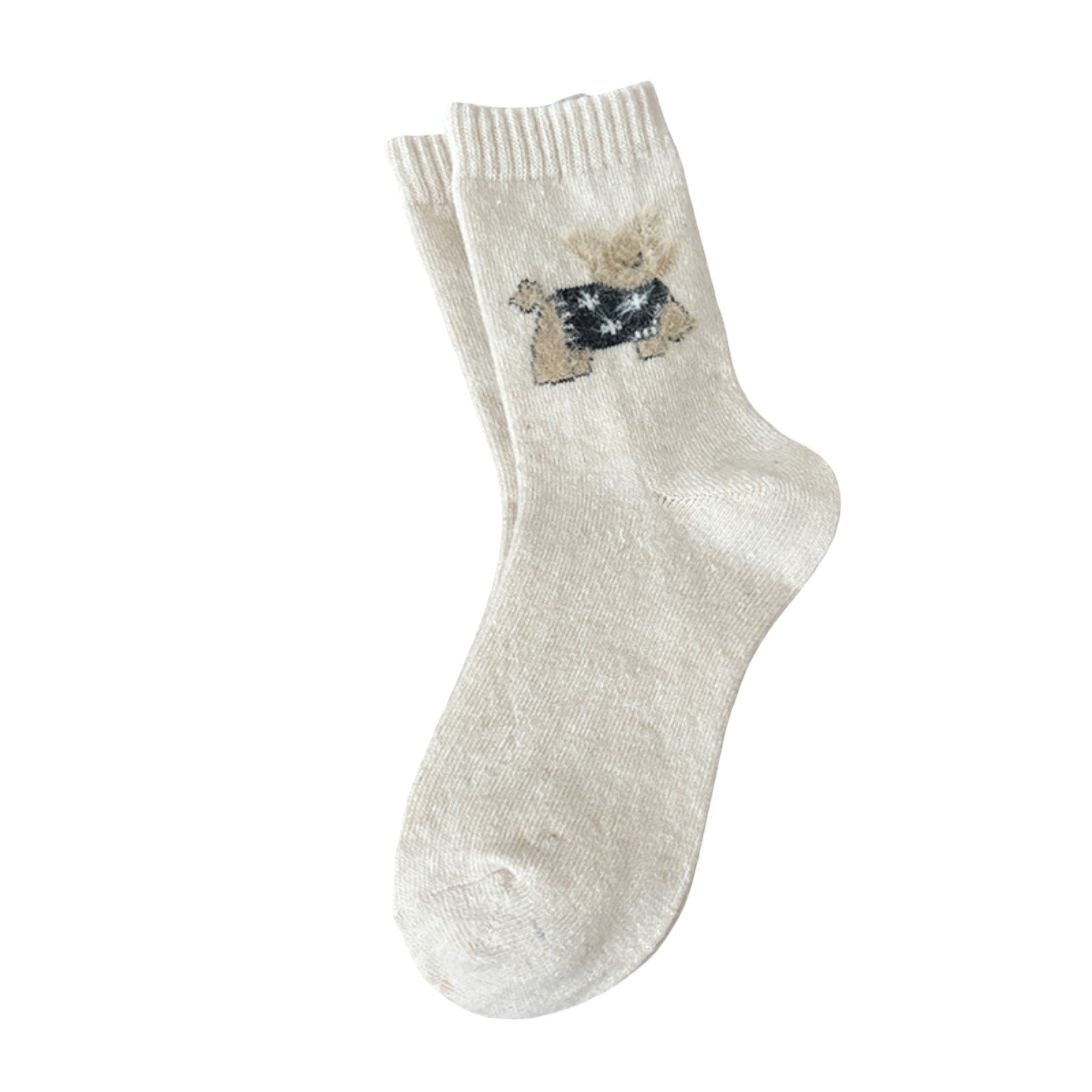 Anna-Kaci Women's Soft Knit Crew Socks 5 Pair Set with Textured Puppy Design and Ribbed Comfort Fit