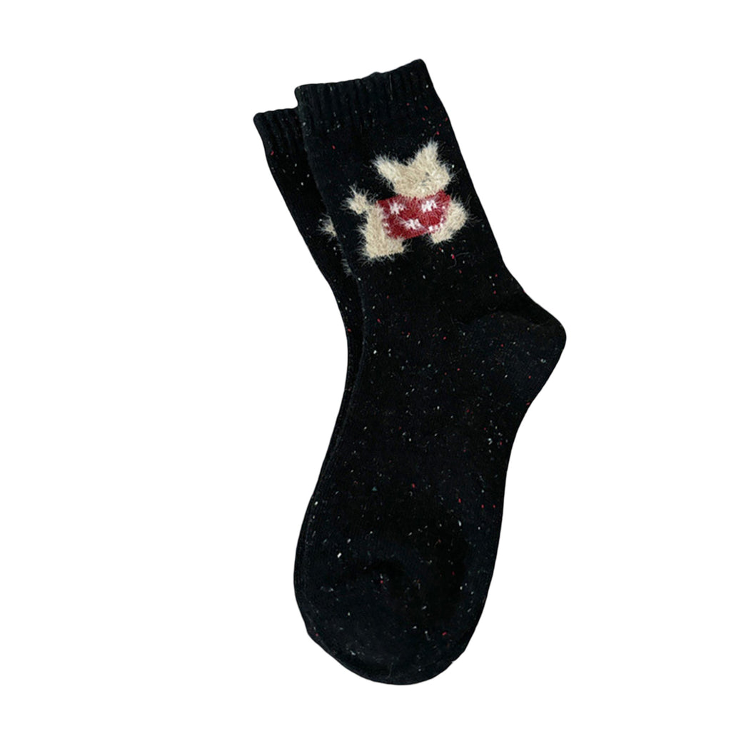 Anna-Kaci Women's Soft Knit Crew Socks 5 Pair Set with Textured Puppy Design and Ribbed Comfort Fit