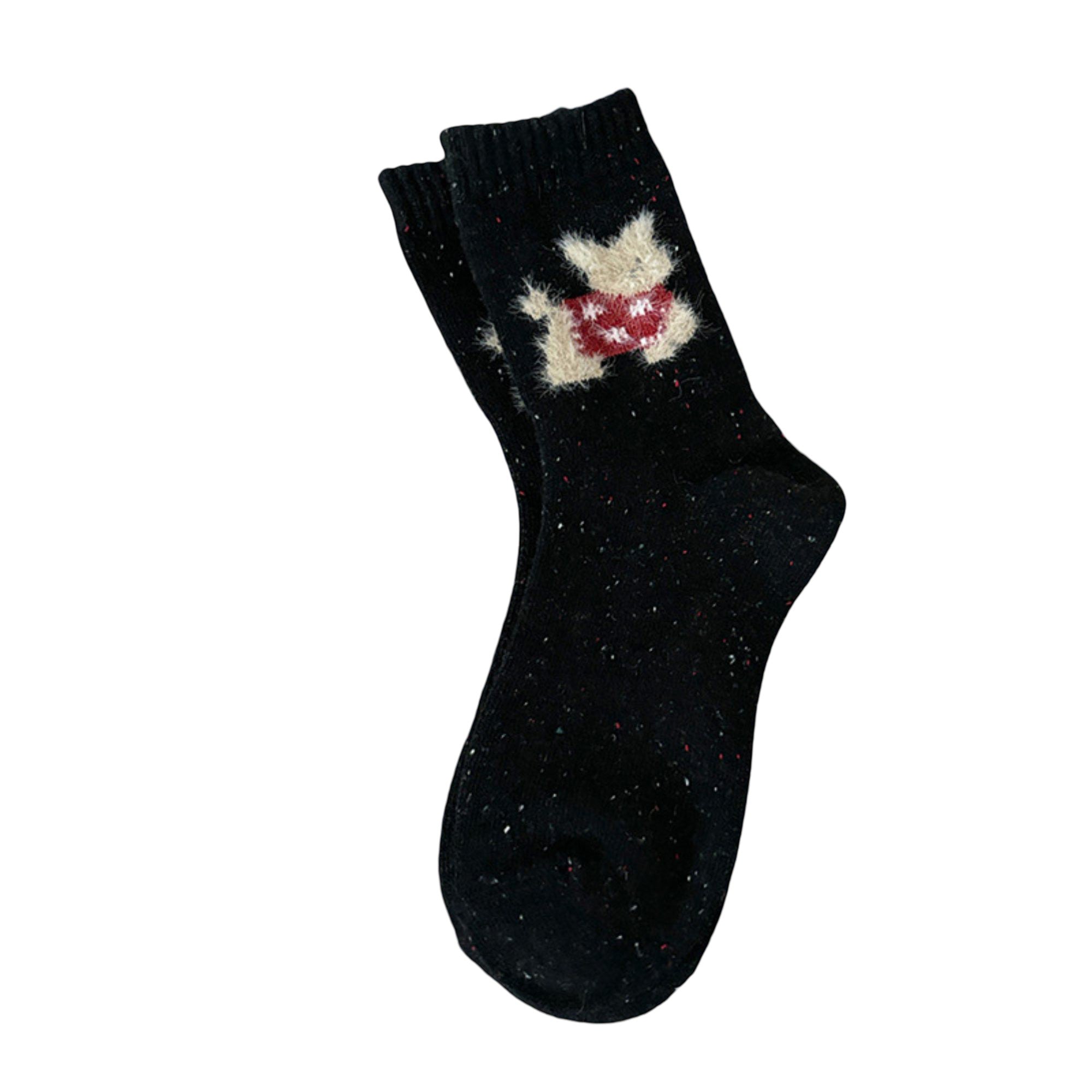 Anna-Kaci Women's Soft Knit Crew Socks 5 Pair Set with Textured Puppy Design and Ribbed Comfort Fit