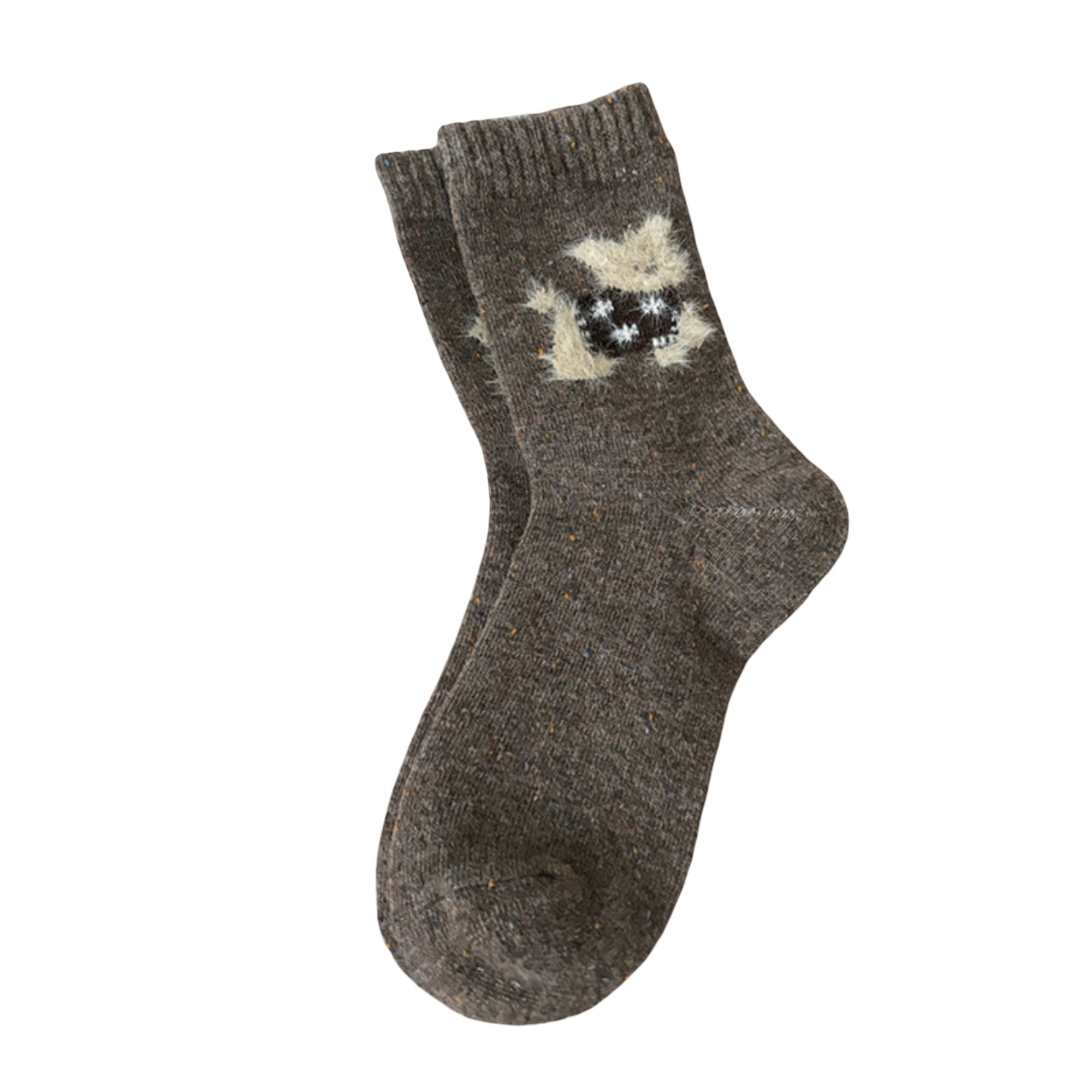 Anna-Kaci Women's Soft Knit Crew Socks 5 Pair Set with Textured Puppy Design and Ribbed Comfort Fit