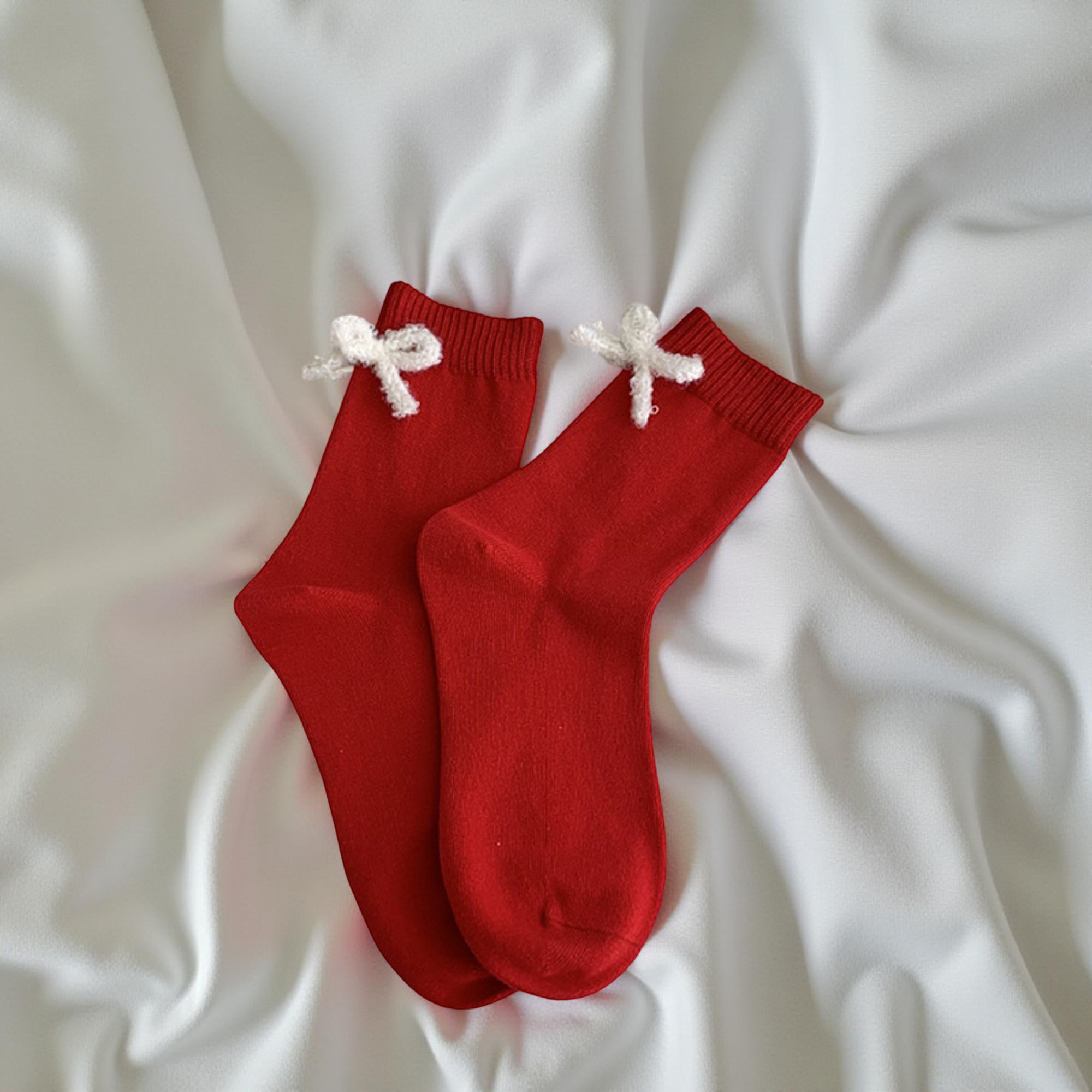 Anna-Kaci Women's Soft Knit Crew Socks 3 Pair Set with Puppy Motifs, Bow Accents and Ribbed Comfort Cuff