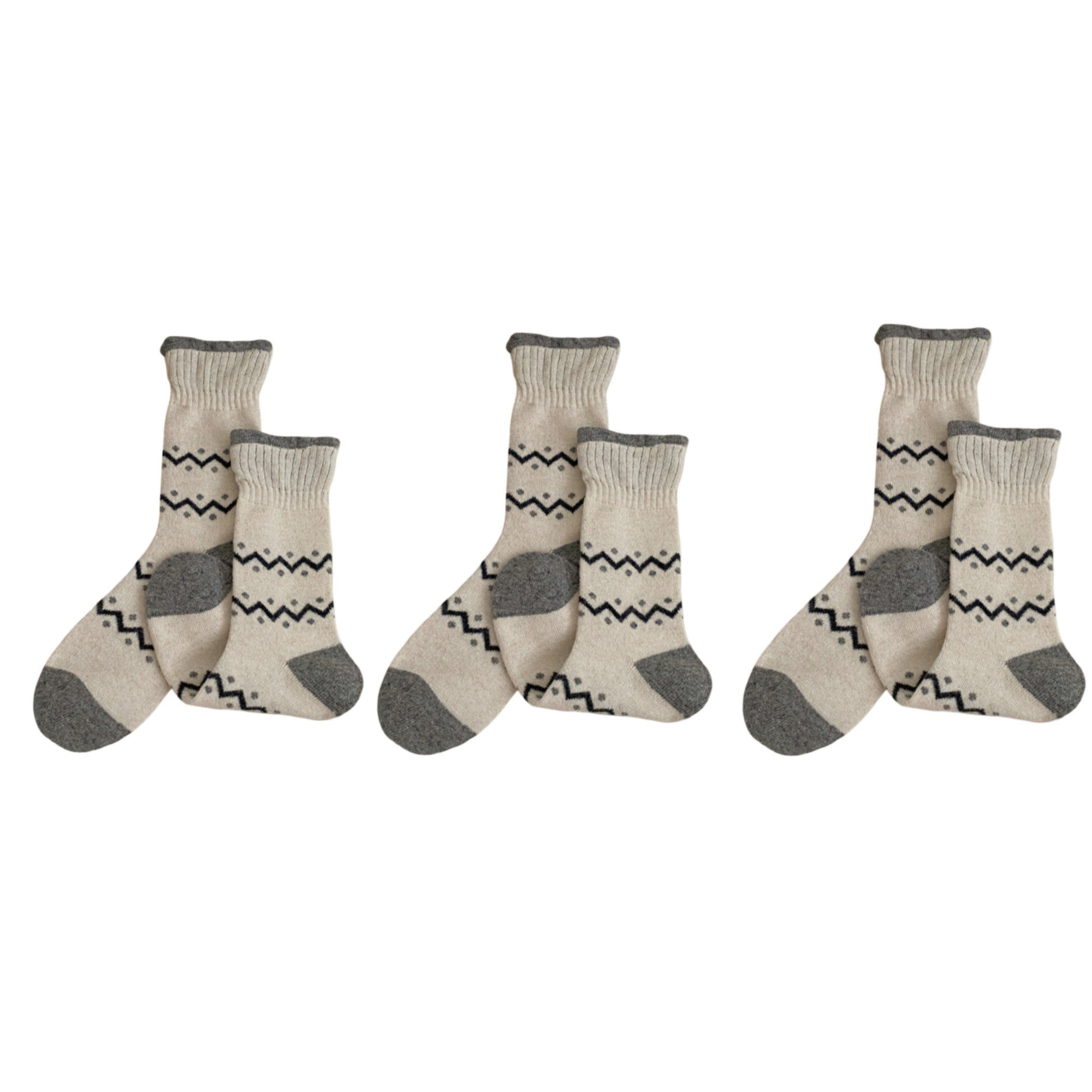 Anna-Kaci Women's Ribbed Knit Crew Socks 3 Pair Set with Zigzag Pattern Detail Soft Stretch Fabric Giftable Everyday Socks