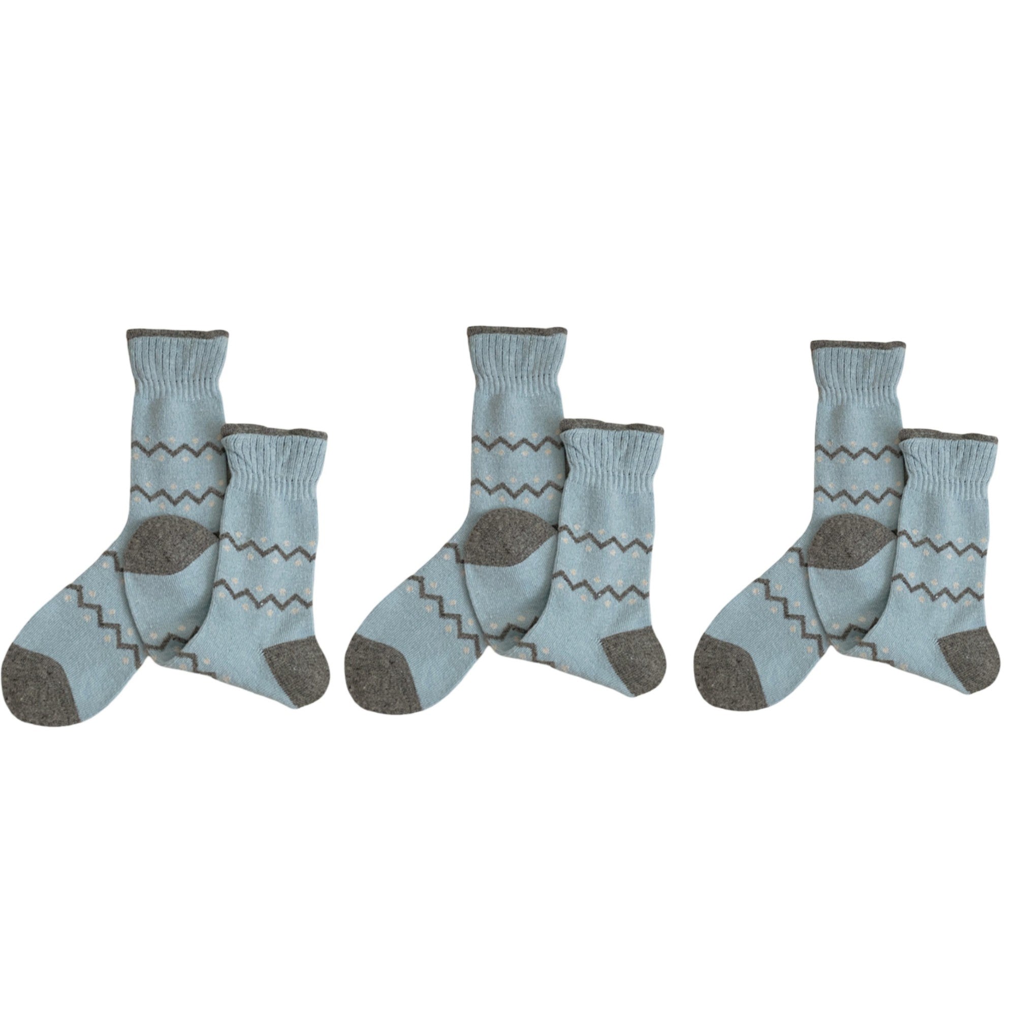 Anna-Kaci Women's Ribbed Knit Crew Socks 3 Pair Set with Zigzag Pattern Detail Soft Stretch Fabric Giftable Everyday Socks