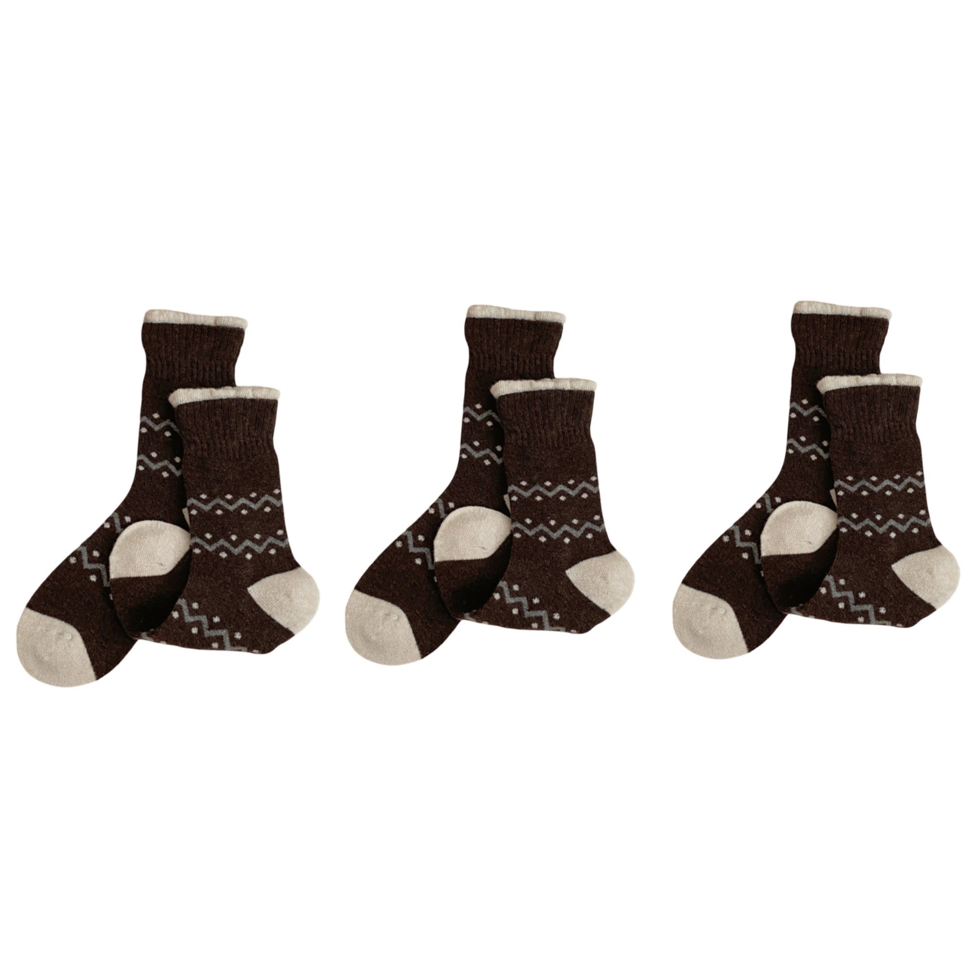 Anna-Kaci Women's Ribbed Knit Crew Socks 3 Pair Set with Zigzag Pattern Detail Soft Stretch Fabric Giftable Everyday Socks