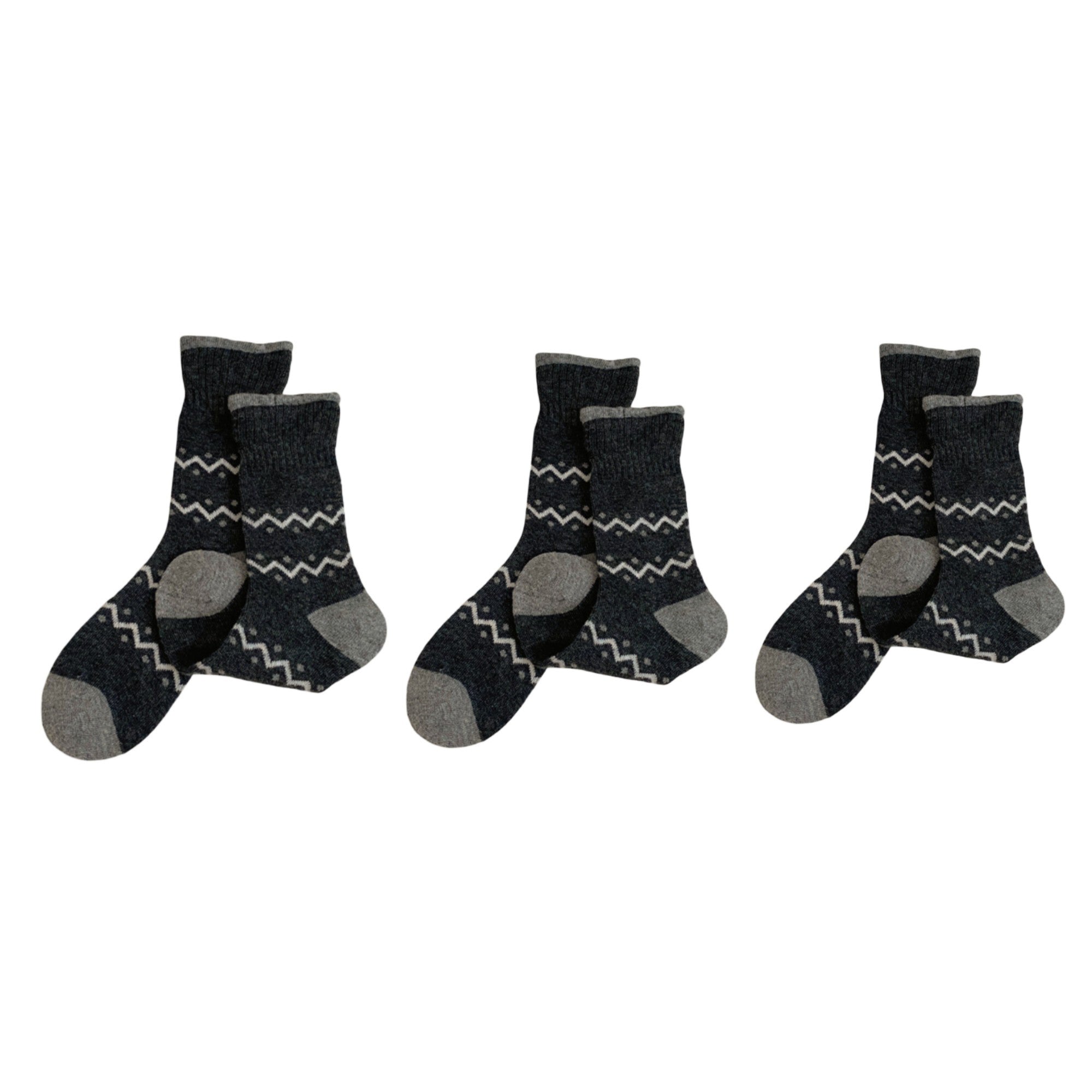 Anna-Kaci Women's Ribbed Knit Crew Socks 3 Pair Set with Zigzag Pattern Detail Soft Stretch Fabric Giftable Everyday Socks