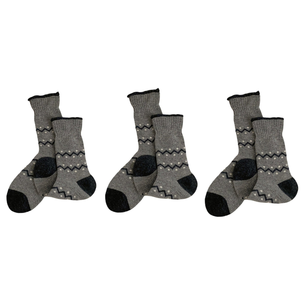 Anna-Kaci Women's Ribbed Knit Crew Socks 3 Pair Set with Zigzag Pattern Detail Soft Stretch Fabric Giftable Everyday Socks