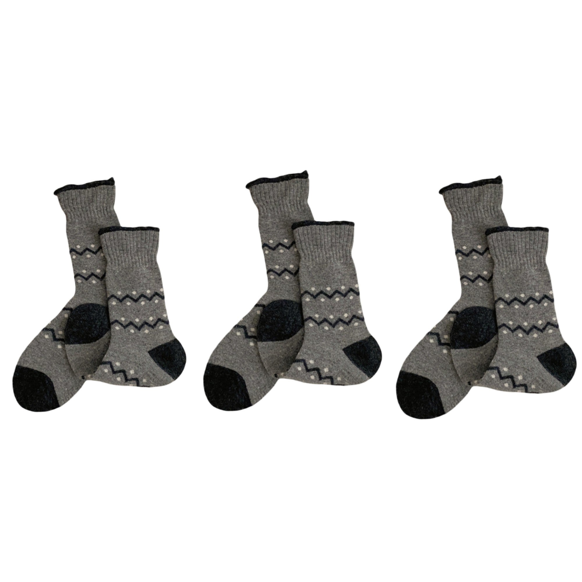 Anna-Kaci Women's Ribbed Knit Crew Socks 3 Pair Set with Zigzag Pattern Detail Soft Stretch Fabric Giftable Everyday Socks