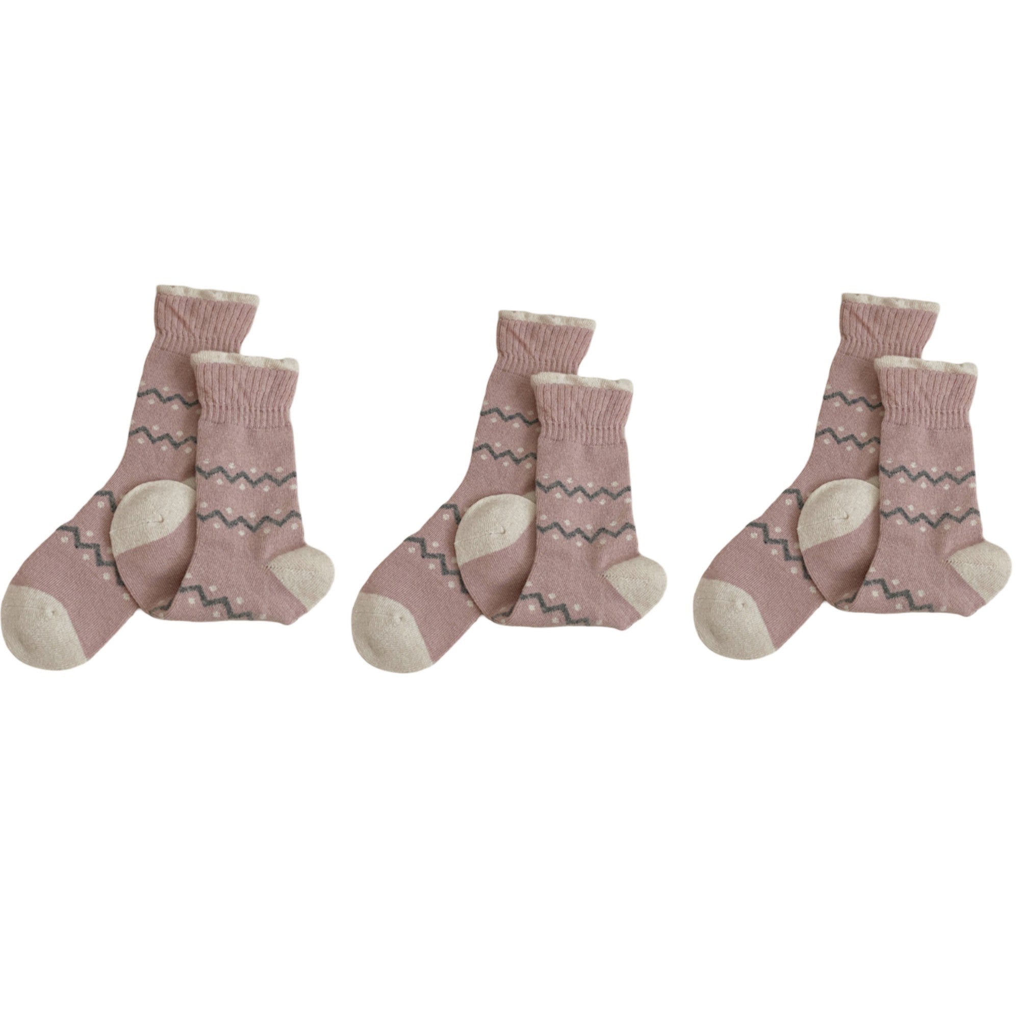 Anna-Kaci Women's Ribbed Knit Crew Socks 3 Pair Set with Zigzag Pattern Detail Soft Stretch Fabric Giftable Everyday Socks