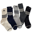 Anna-Kaci Women's Ribbed Knit Crew Socks 5 Pair Set with Striped Detail Soft Stretch Athletic Inspired Everyday Socks