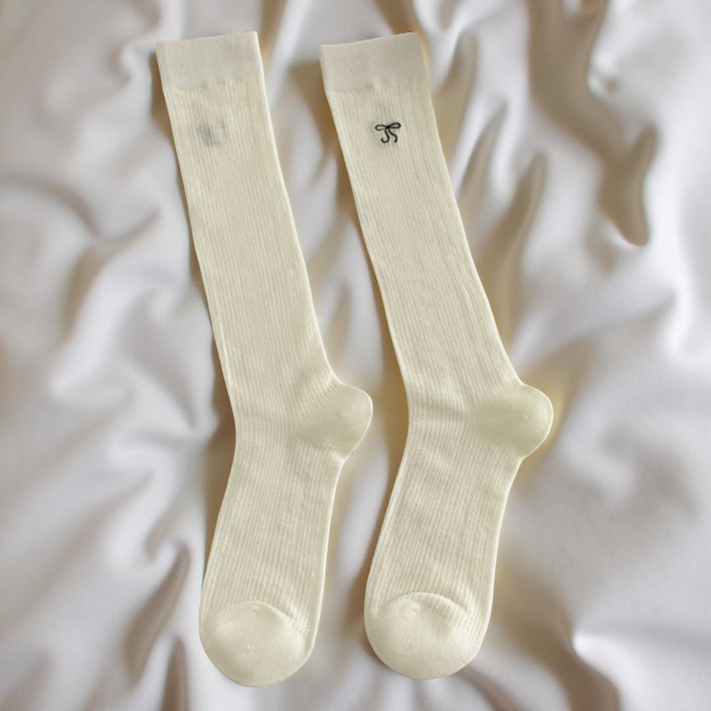 Anna-Kaci Women's Ribbed Knit Knee High Socks 4 Pair Set Soft Stretch Minimal Logo Tall Socks