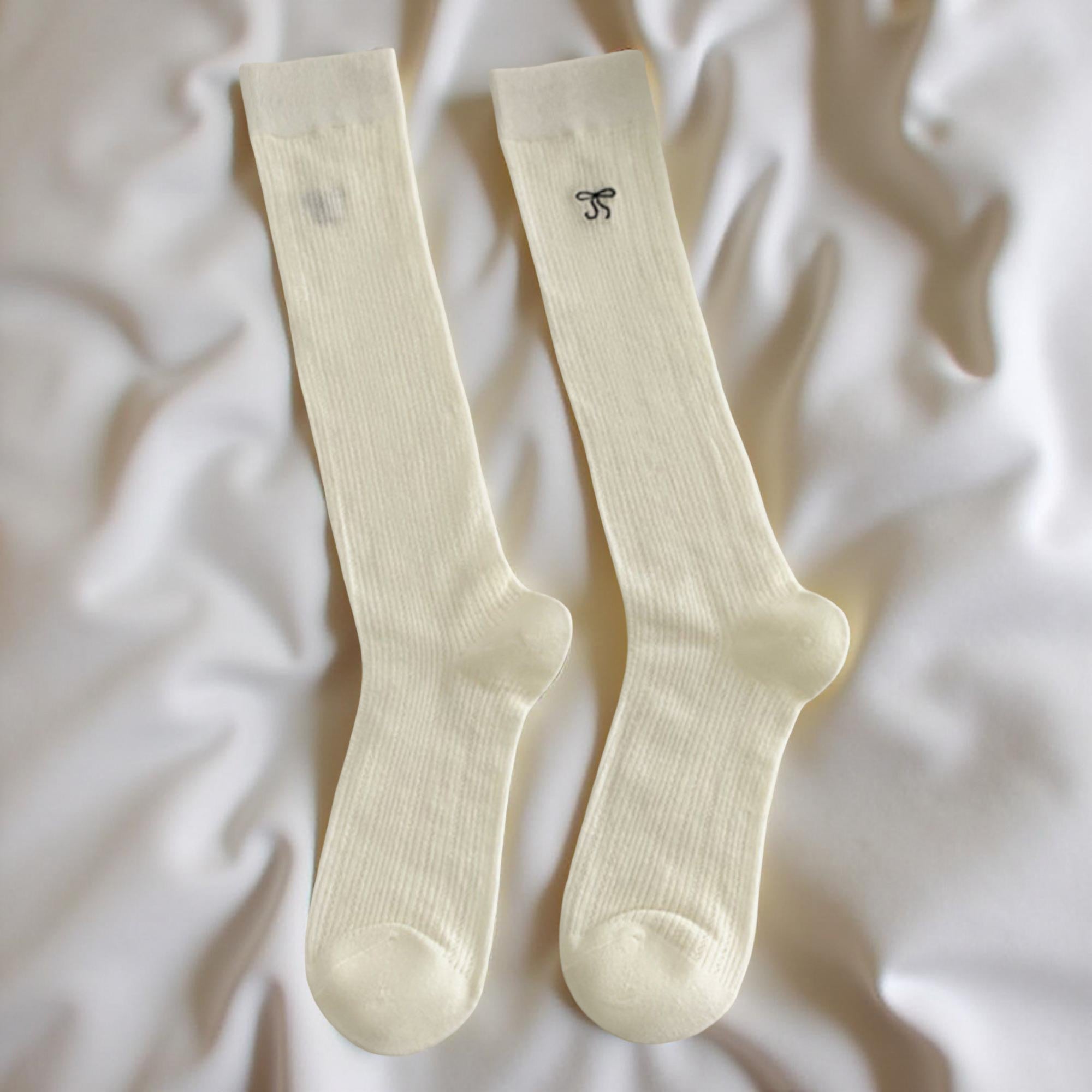 Anna-Kaci Women's Ribbed Knit Knee High Socks 4 Pair Set Soft Stretch Minimal Logo Tall Socks