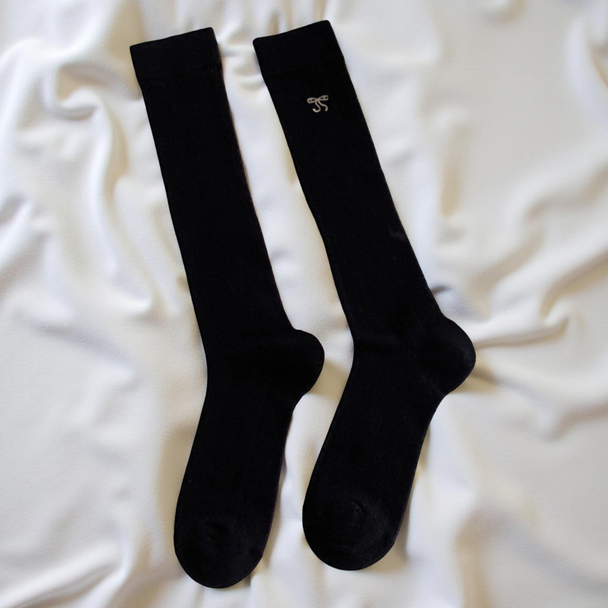 Anna-Kaci Women's Ribbed Knit Knee High Socks 4 Pair Set Soft Stretch Minimal Logo Tall Socks