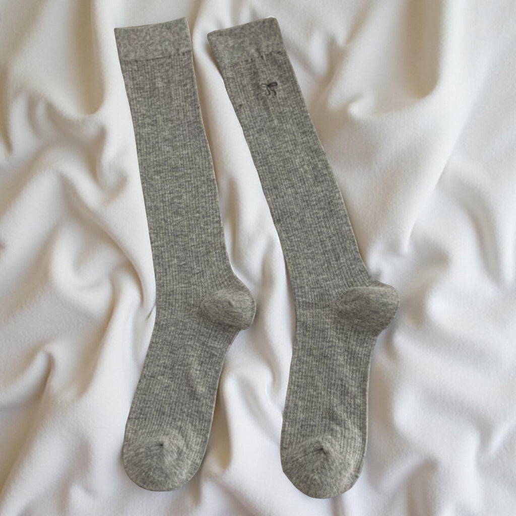 Anna-Kaci Women's Ribbed Knit Knee High Socks 4 Pair Set Soft Stretch Minimal Logo Tall Socks