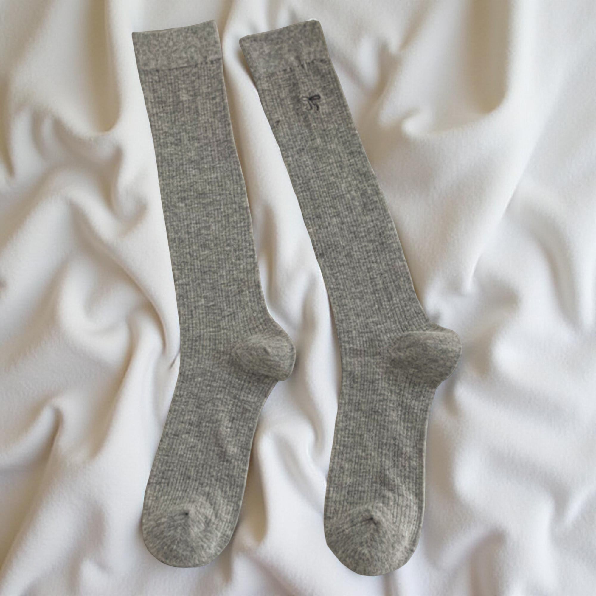 Anna-Kaci Women's Ribbed Knit Knee High Socks 4 Pair Set Soft Stretch Minimal Logo Tall Socks