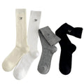 Anna-Kaci Women's Ribbed Knit Knee High Socks 4 Pair Set Soft Stretch Minimal Logo Tall Socks