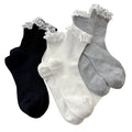 Anna-Kaci Women's Ribbed Knit Knee High Ruffle Socks 3 Pair Set Lace Trim Bow Detail Soft Stretch Socks