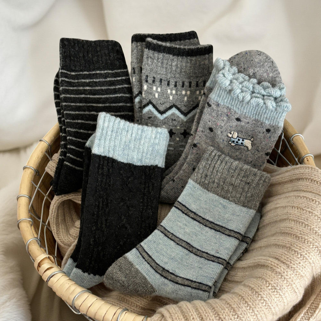 Anna-Kaci Women's 8-Pair Crew Sock Set Ribbed Knit Mixed Texture Patterns Soft Stretch Comfortable Everyday Socks