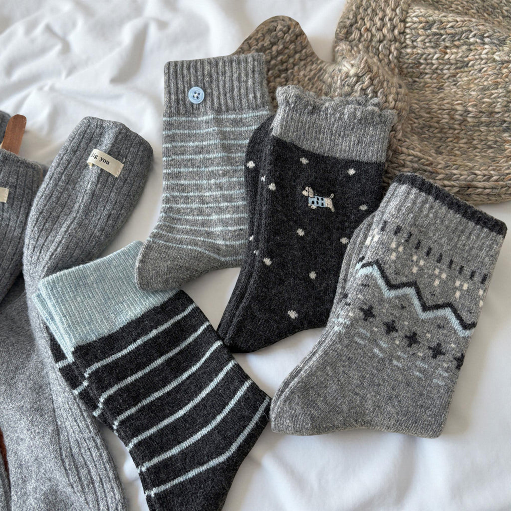 Anna-Kaci Women's 8-Pair Crew Sock Set Ribbed Knit Mixed Texture Patterns Soft Stretch Comfortable Everyday Socks