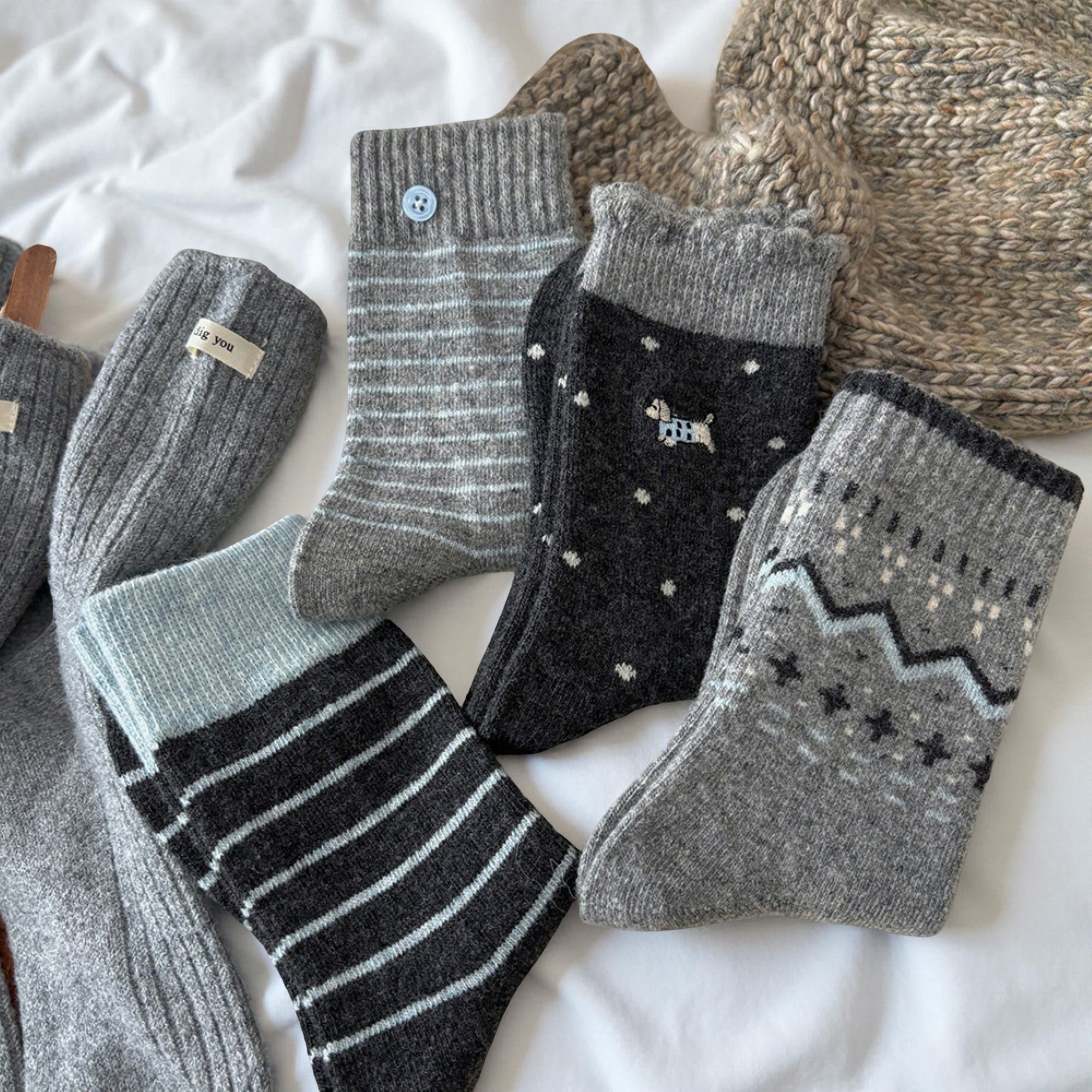 Anna-Kaci Women's 8-Pair Crew Sock Set Ribbed Knit Mixed Texture Patterns Soft Stretch Comfortable Everyday Socks