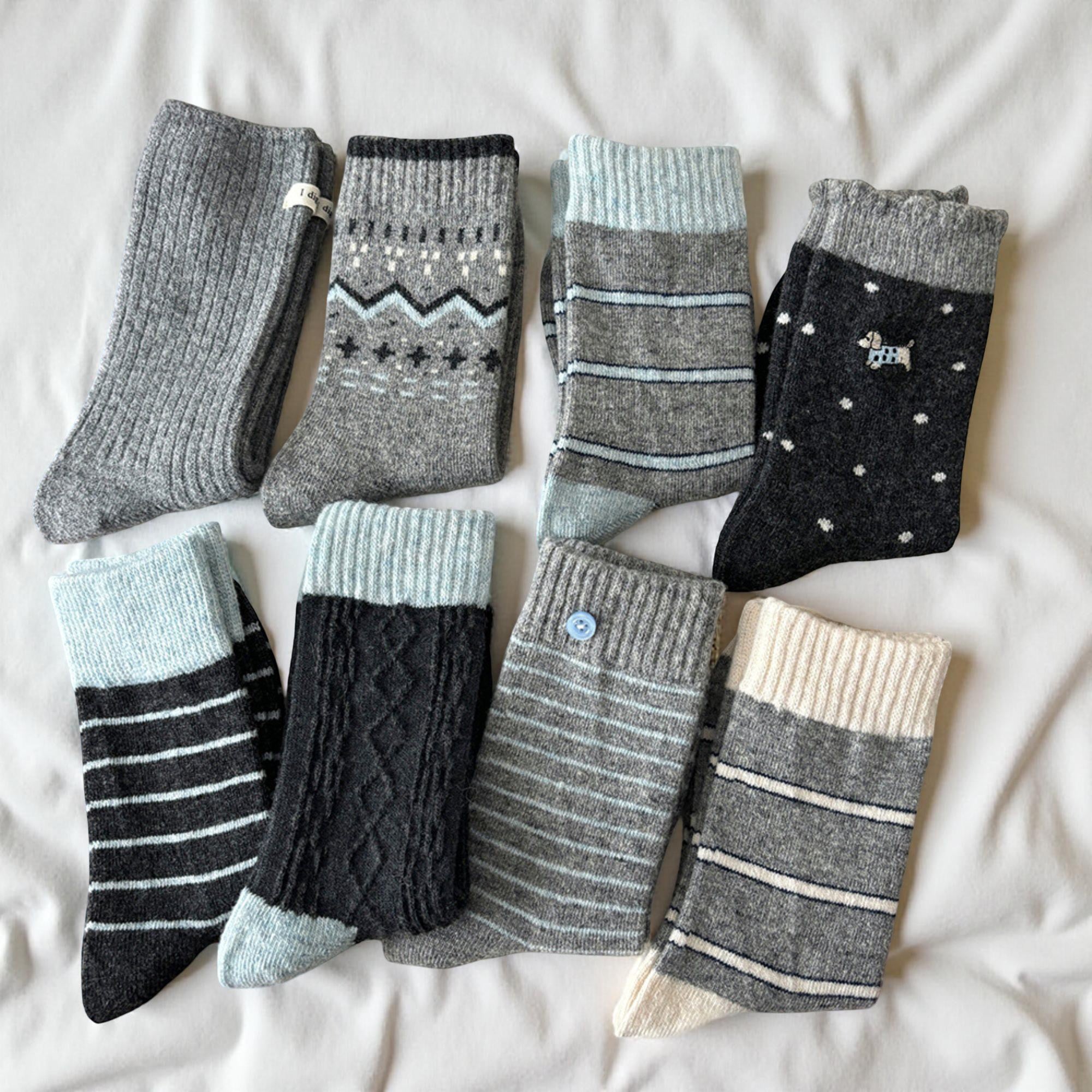 Anna-Kaci Women's 8-Pair Crew Sock Set Ribbed Knit Mixed Texture Patterns Soft Stretch Comfortable Everyday Socks