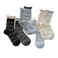 Anna-Kaci Women's 7-Pair Crew Sock Set Striped Knit Soft Stretch Comfortable Everyday Socks