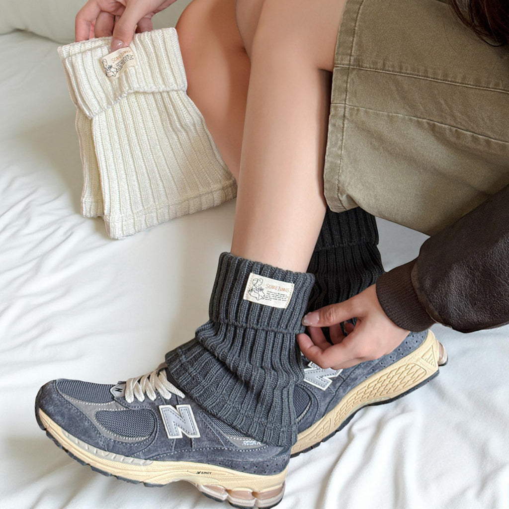 Anna-Kaci Women's Ribbed Knit Slouchy Leg Warmers Fold Over Cuff Soft Stretch Comfort 1 Pair