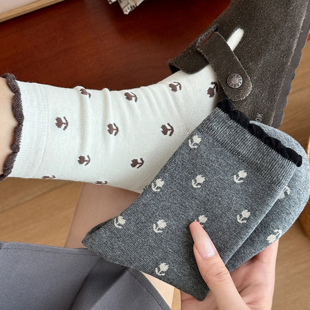 Anna-Kaci Women's 3 Pair Crew Socks Minimal Printed Design Soft Stretch Knit Mid Calf Casual Sock Set US 5-10.5