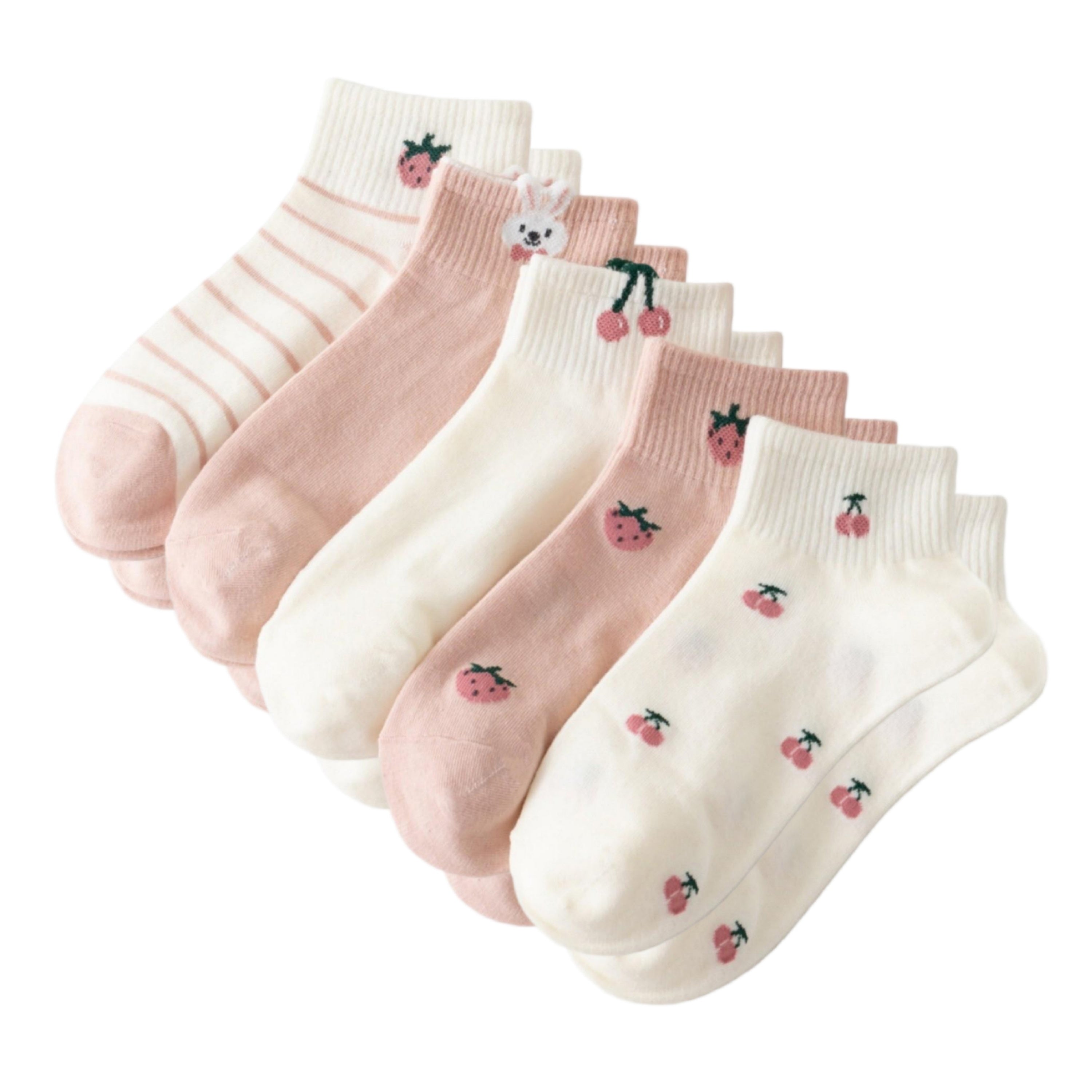 Anna-Kaci Women's 5 Pair Ankle Socks Soft Stretch Knit Ribbed Cuff Casual Giftable Sock Set US 5-10.5