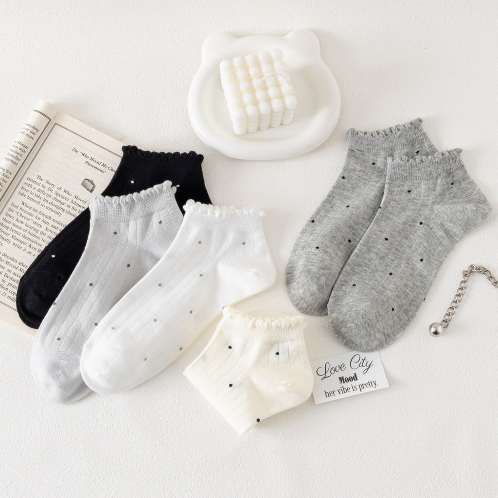 Anna-Kaci Women's 5 Pair Ankle Socks Soft Stretch Knit Ribbed Cuff Casual Giftable Sock Set US 5-10.5