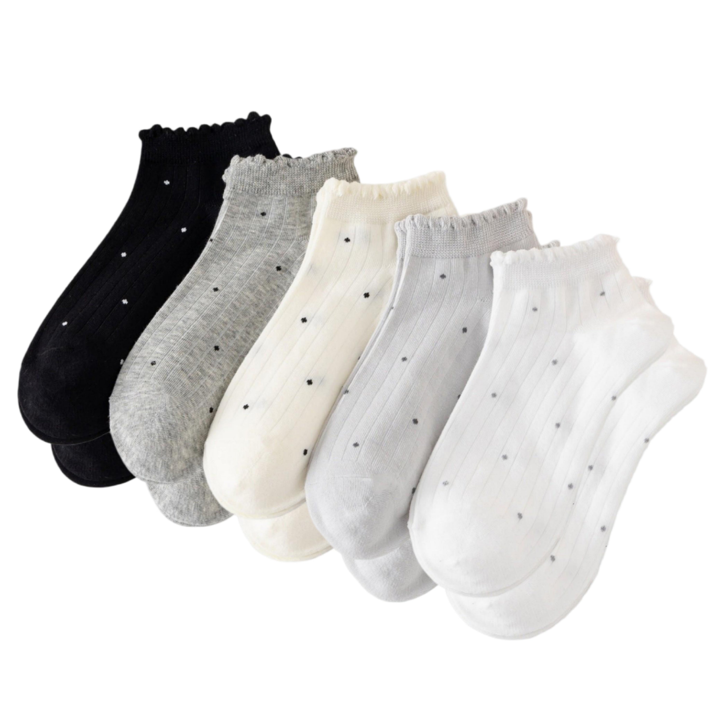 Anna-Kaci Women's 5 Pair Ankle Socks Soft Stretch Knit Ribbed Cuff Casual Giftable Sock Set US 5-10.5