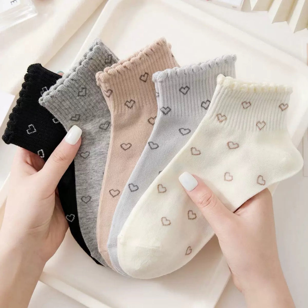 Anna-Kaci Women's 5 Pair Ankle Socks Soft Stretch Knit Ribbed Cuff Casual Giftable Sock Set US 5-10.5