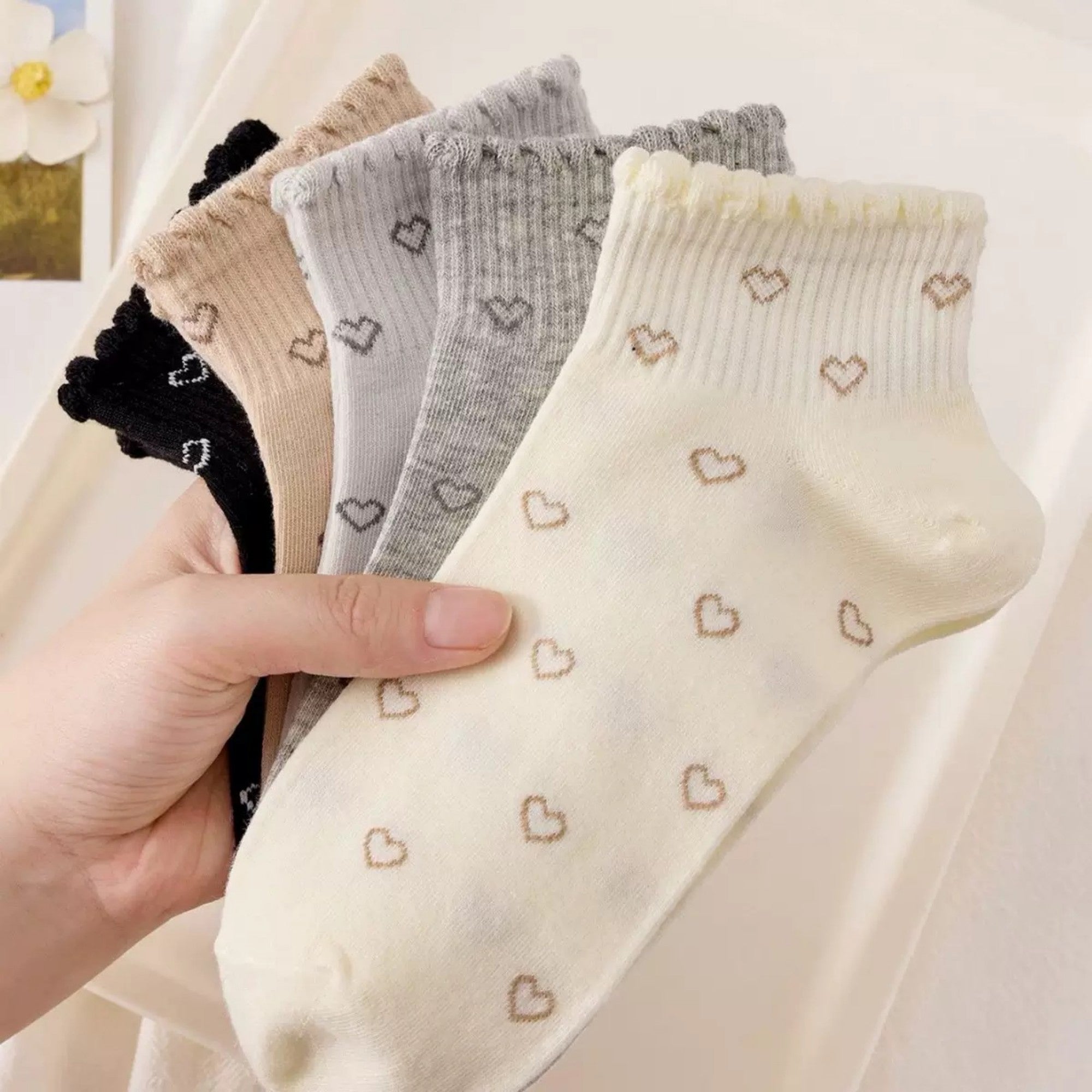 Anna-Kaci Women's 5 Pair Ankle Socks Soft Stretch Knit Ribbed Cuff Casual Giftable Sock Set US 5-10.5