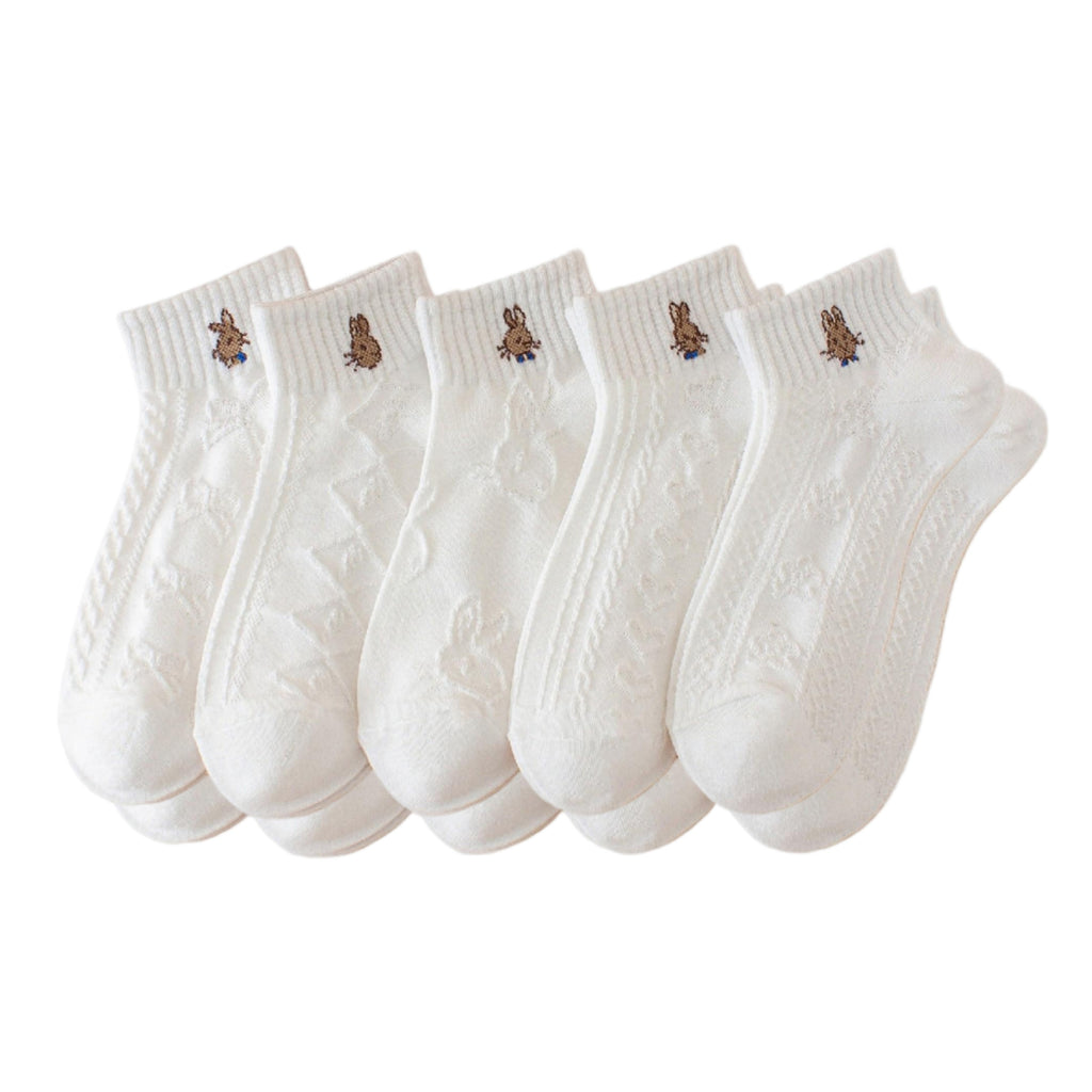 Anna-Kaci Women's 5 Pair Ankle Socks Soft Stretch Knit Ribbed Cuff Casual Giftable Sock Set US 5-10.5