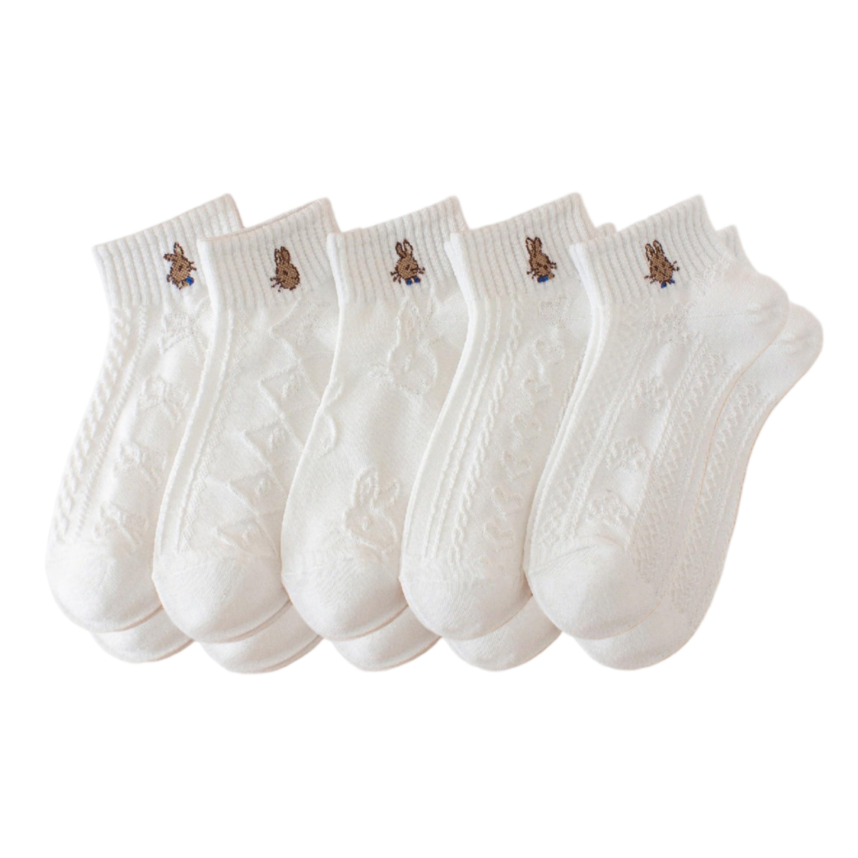Anna-Kaci Women's 5 Pair Ankle Socks Soft Stretch Knit Ribbed Cuff Casual Giftable Sock Set US 5-10.5