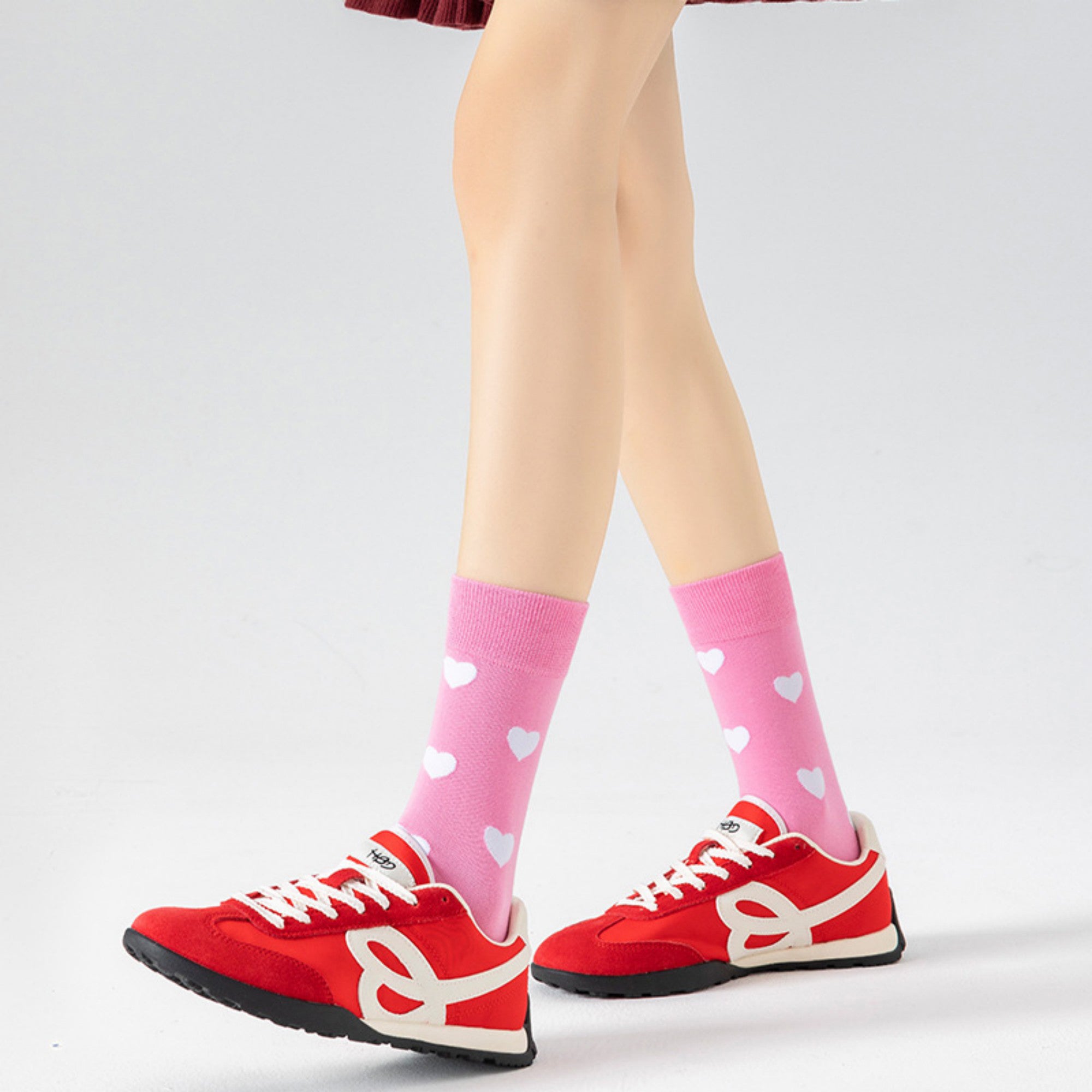 Anna-Kaci Women's 3 Pair Crew Socks Heart Pattern Soft Stretch Knit Mid Calf Length Casual Giftable Sock Set US 5-10.5