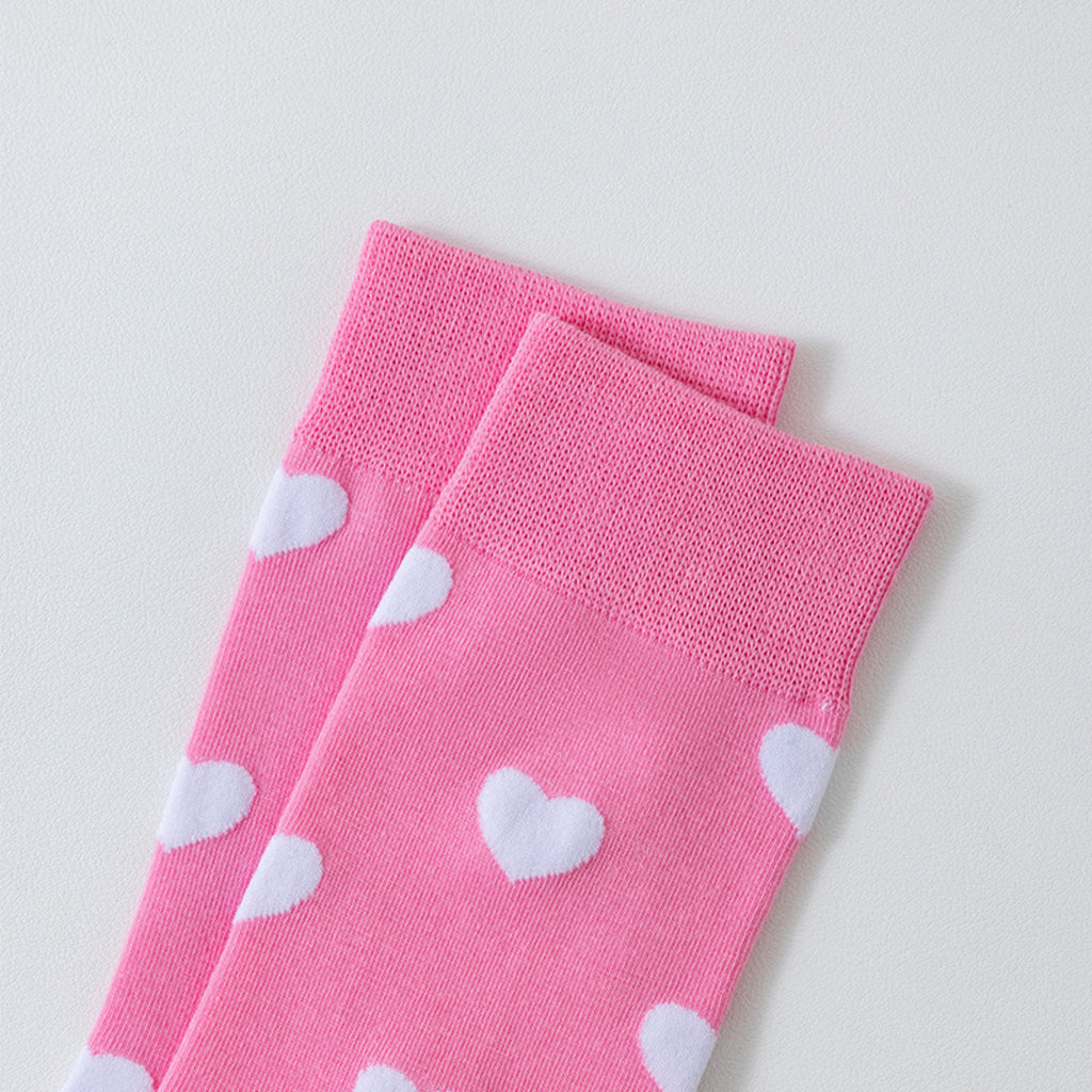 Anna-Kaci Women's 3 Pair Crew Socks Heart Pattern Soft Stretch Knit Mid Calf Length Casual Giftable Sock Set US 5-10.5