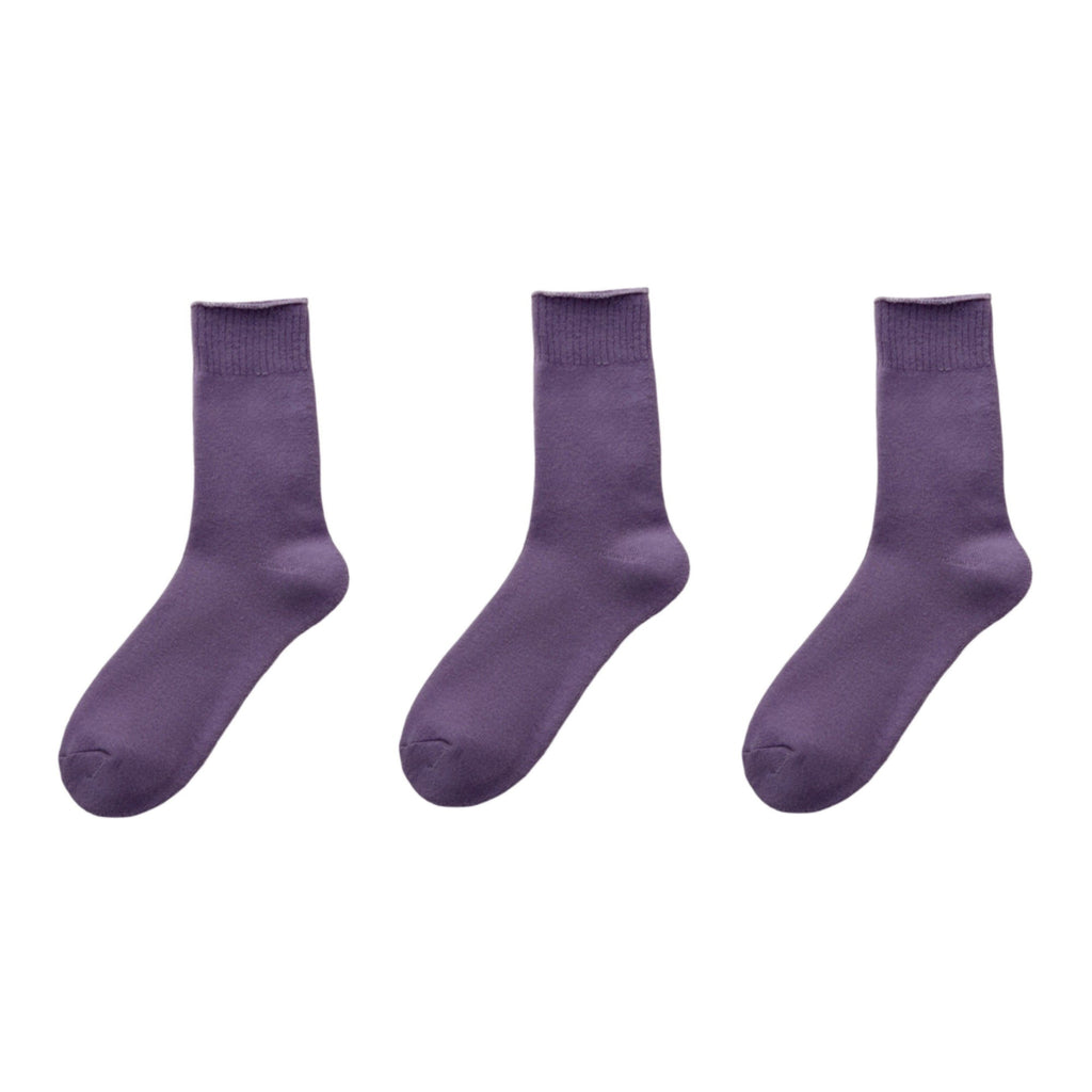 Anna-Kaci Women's 3-Pair Crew Socks Soft Knit Fabric Ribbed Cuff Comfortable Everyday Wear Giftable Basic Sock Set