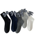 Anna-Kaci Women's 5-Pair Ankle Socks with Decorative Bow Detail Soft Knit Fabric Comfortable Everyday Giftable Sock Set